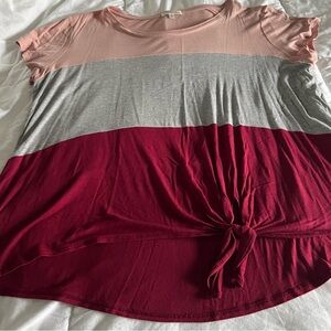 Nine Britton Women's Colorblock Top - Pink, Gray, and Red